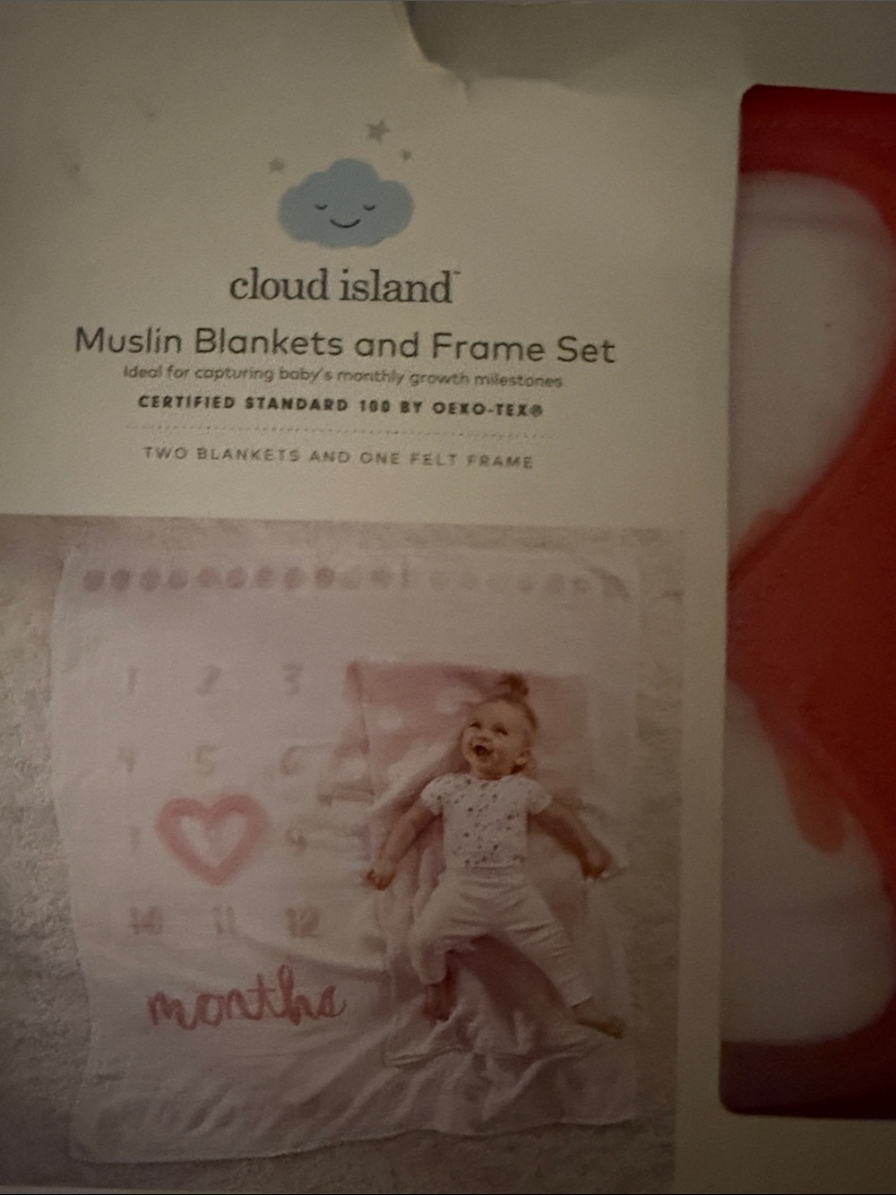 cloud island Pink Muslin Baby Milestone Blanket Set